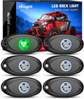 Nilight LED Rock Light 6PCS Green Pods - Waterproof Under Body Wheel Well Exterior Interior for Car Truck Pickups ATV UTV SUV Motorcycle Boat - 2 Years Warranty