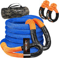 Kinetic Recovery Tow Rope: 1.26" x 30ft 55000LBS Snatch Strap with Soft Shackles Heavy Duty Offroad Towing Straps Kit for Trucks SUV UTV ATV Tractor Car Jeep - Blue