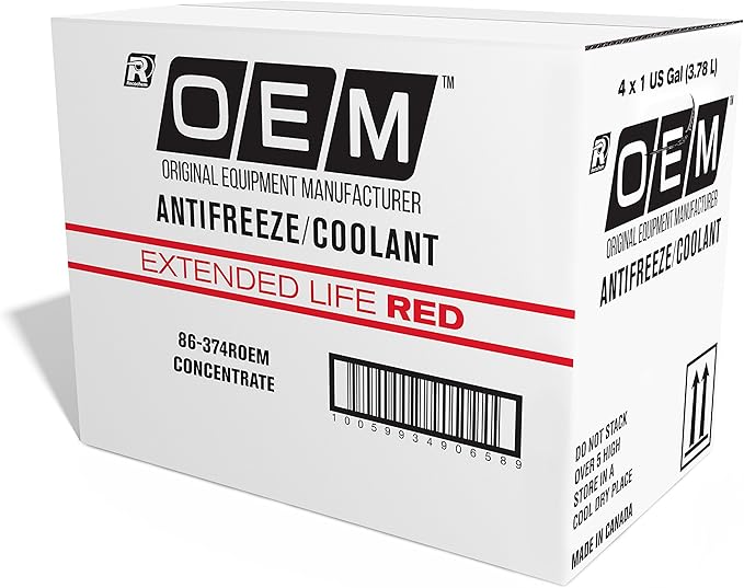 Recochem OEM 86-374ROEM-4PK Red Premium Antifreeze Concentrate Extended Life RED, 1 gallon, 4 Pack
