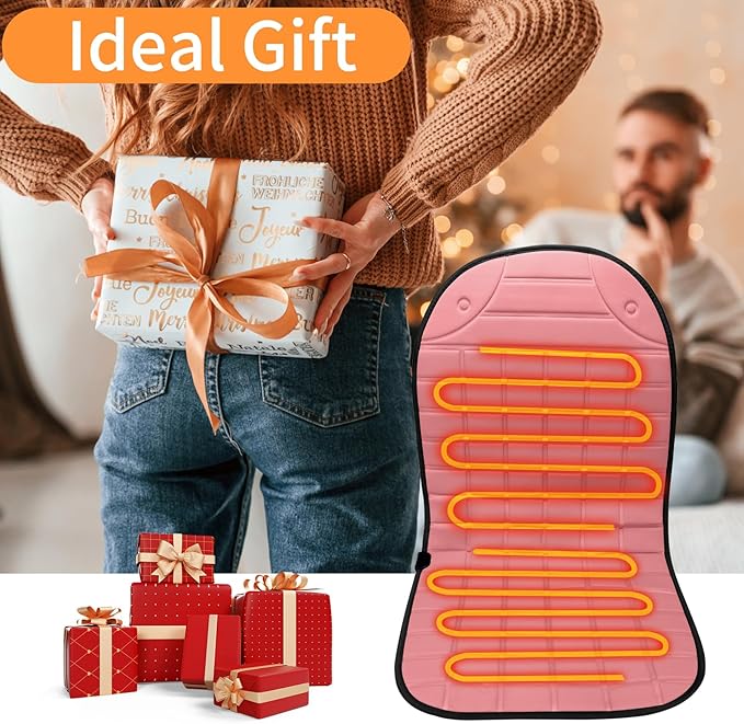 2 Pack Winter Seat Cushion - Portable Comfortable Fiber Seat Cover with Adjustable Buckle for Full Back and Seat (Pink)