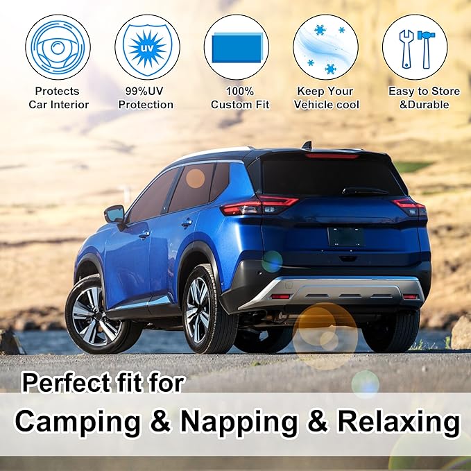TINGLU Window Shades for Nissan Rogue 2021-2024 2025(NOT for Rogue Sport) Accessories Car Side Full Windows Cover Camping Rear Triangular Windshield Sun Shade Sun UV Rays Privacy Protection 8PCS