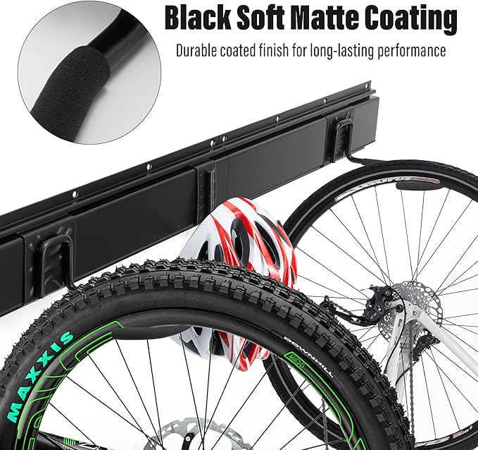 Sinoer Bike wall mount, Bicycle Wall Bracket for 6 Bike+6 Helmets, bike racks for Garage/Home, Vertical Cycling Hanger, Holder for Road Bicycles - 4 Rails
