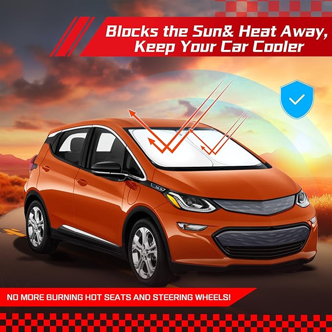 ARISMOTOR Windshield Sun Shade for Ch-evrolet Chevy Bolt EV 2017-2024(NOT for Bolt EUV), Custom Fit Foldable Front Window Sunshade Sun Visor Protector, Block UV Rays Keep Your Car Cooler