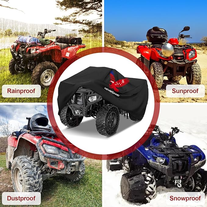 Neverland ATV Cover, Waterproof Heavy Duty 4 Wheeler Cover with Buckle, Dustproof Anti UV Windproof All Weather Outdoor Storage Quad Cover for Polaris Sportsman Yamaha Honda Coleman