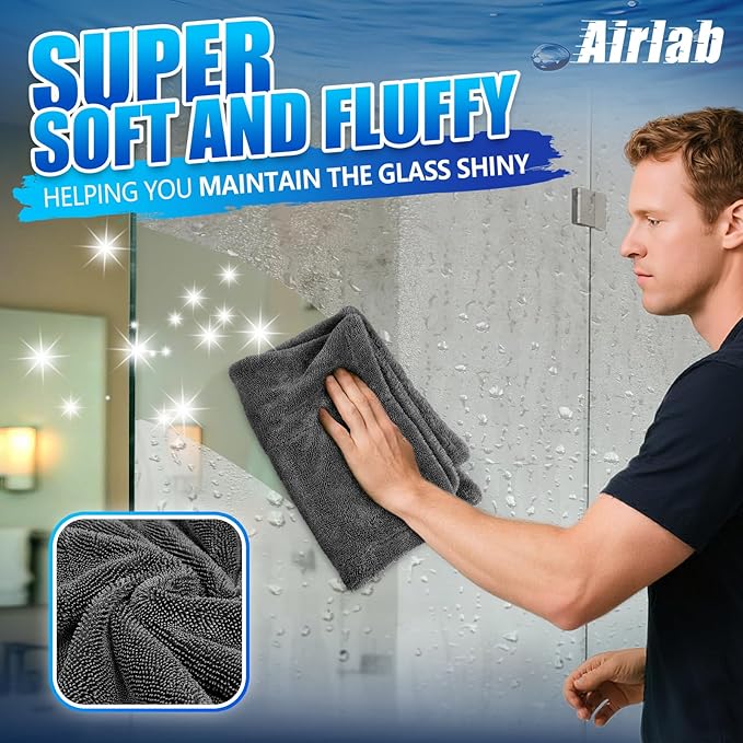 Airlab Microfiber Towels for Cars Wash Drying Super Absorbent Cleaning Cloth Auto Detailing Ultra Soft, Lint-Free, Streak-Free, 24 x 16 Inch, Pack of 1, Dark Grey, 1200 GSM