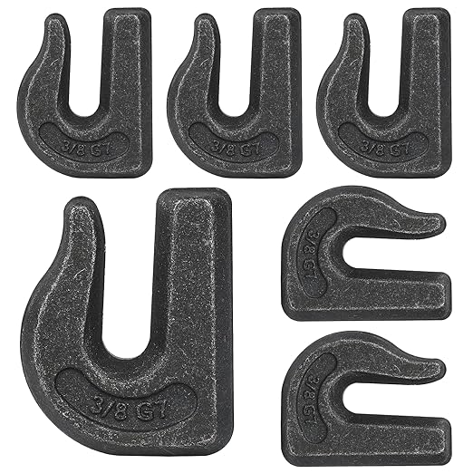 3/8 inch Weld On Grab Hooks,6PCS Heavy Duty Clevis Grab Chain Hook, G70 Tractor Bucket Hooks Great for Car, Truck, Tractors, Loader Bucket Forklift Trailer