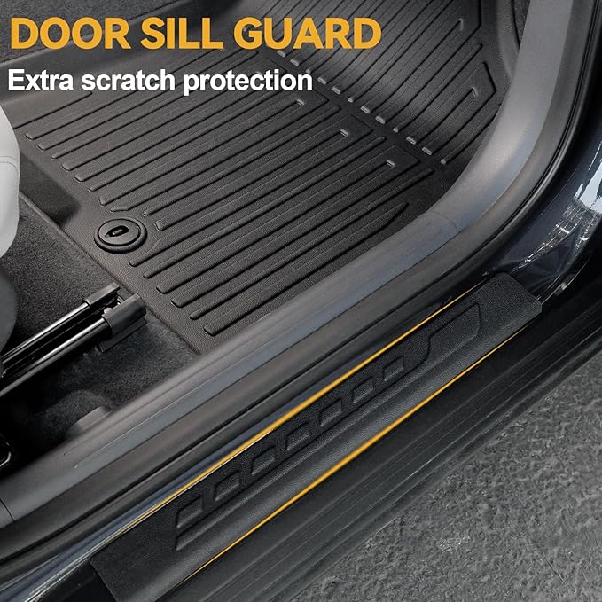 Floor Mats Set for 2024 2025 Hyundai Kona Gas, Full Coverage All Weather Floor Mats Cargo Mat with Backrest Protectors & Door Sill Guards for Hyundai Kona Accessories (Not fit EV/Electric)