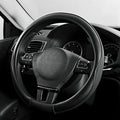 PIC AUTO Steering Wheel Cover, Black Piping Leather, Sports Carbon Fiber and Super Breathable Leather, Universal 14.5-15.5 Inch Anti-Slip Steering Wheels Accessories for Men & Women