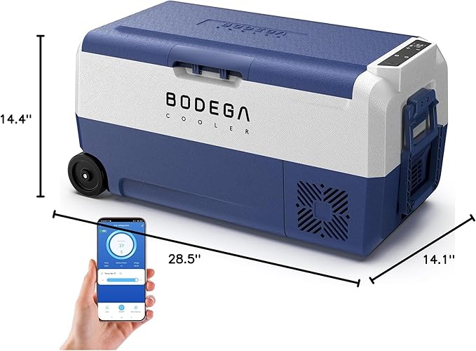 BODEGACOOLER 12 Volt Car Refrigerator,38 Quart Portable Truck Freezer,Electric Cooler Bluetooth Control,(36) -4℉-68℉ RV Refrigerator 12/24V DC and 100-240V AC for Travel,Camping,Road Trips,Van,Home