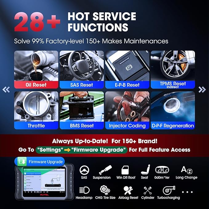 Autel Scanner MaxiCOM MK808S: 2025 Bidirectional Tool as MK808BT Pro MX808S M808Z, Work as MaxiCheck MX900 MK900BT, 28+ Service, Active Test, All System Diagnose, Injector Coding, FCA Autoauth OS 11