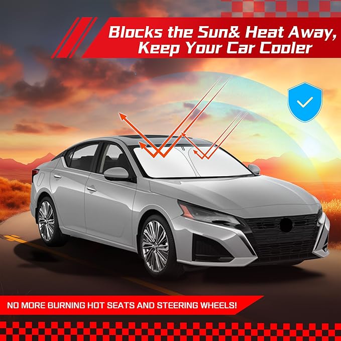 ARISMOTOR Windshield Sun Shade for Ni-ssan Armada 2017-2024, Custom Fit Foldable Front Window Sunshade Sun Visor Protector, Block UV Rays Keep Your Car Cooler