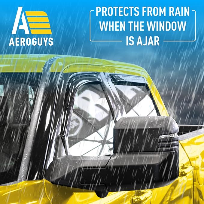 Extra Durable Window Deflectors in-Channel Window Visors Rain Guards Fit for Toyota Tundra 2022-2025 CrewMax, Sun Visors, Wind Vent for Shades, Exterior Car Accessories - 4 pcs. AG0915