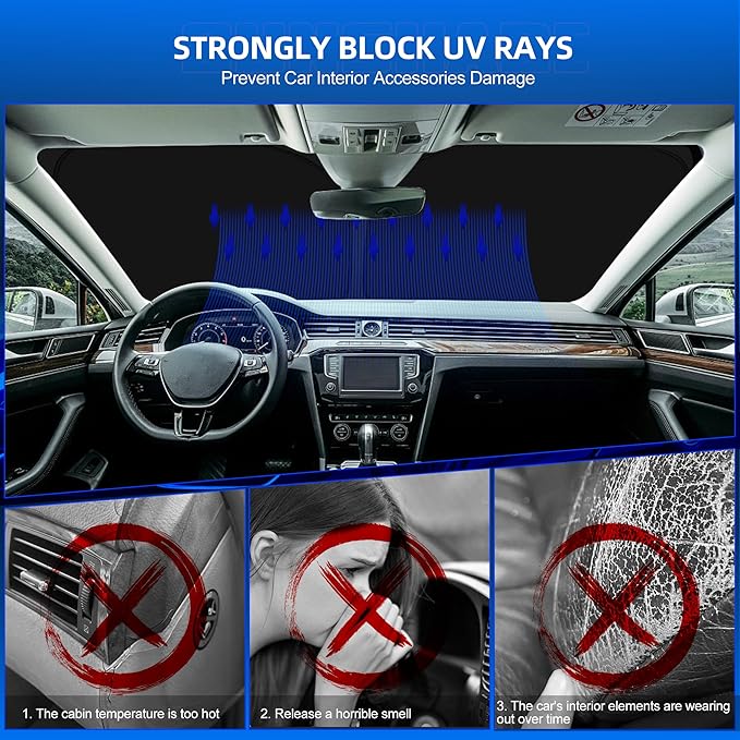Windshield Sun Shade for Honda HR-V 2016-2022 Foldable HRV Sunshade Custom Fit Front Window Car Interior Accessories Protector Blocks UV Rays