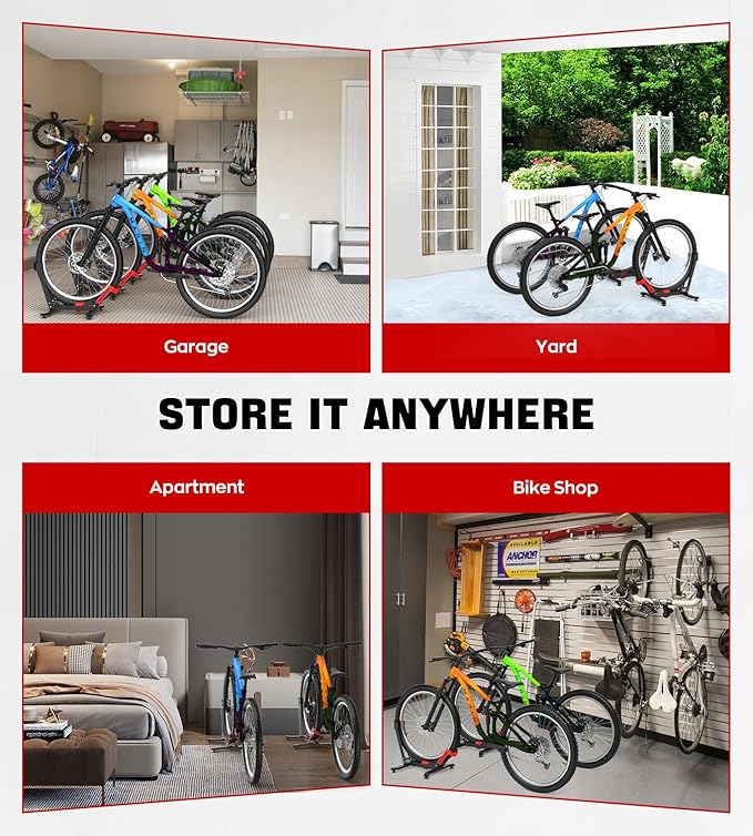 Bike Stand Floor, Portable Bike Rack for Garage 3.5" Wide Tire Indoor Bike Holder, Front and Rear Wheel Parking Rack Fit for 24"-29" Bike