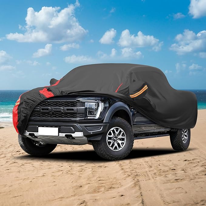 Car Cover Outdoor Automobiles Waterproof All Weater Truck Cover for Tacoma, Tundra, Titan, F-150, RAM 1500, Silverado 1500, Sierra 1500 etc. Length: Up to 230 inches.