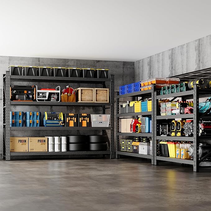 78.8" W Storage Shelves 7000lbs Garage Metal Shelving Heavy Duty Garage Shelves Adjustable Storage Shelves for Industrial, Factory, (78.8" W X 24" D X 78.8" H)