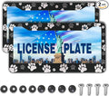 License Plate Covers Black and White License Plate Frames Paw Print Dog Cat Universal Aluminum Car Accessory 2 Pack with Screw Covers Set