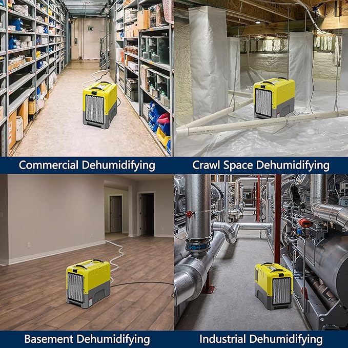 ALORAIR 180PPD Commercial Dehumidifier for Crawl Space & Basement, Wi-Fi APP Controls with Pump, Capacity up to 85 PPD at AHAM Condition, for Large Space, Job Sites, Yellow