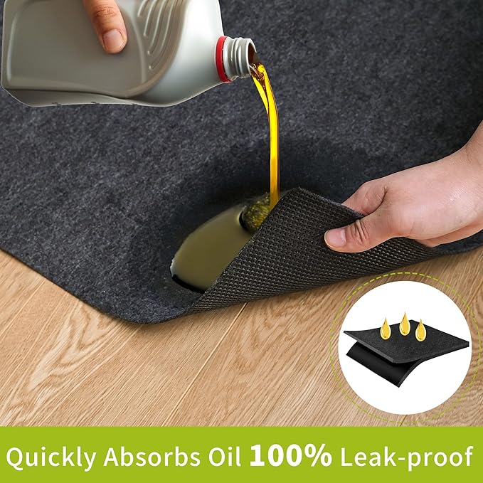 Oil Spill Mat - 96" x 48" Absorbent Oil Garage Floor Mat for Under Car - Protect Driveway from Drips, Spills, Stains, Reusable & Durable Garage Floor Protection Mat with Waterproof Backing
