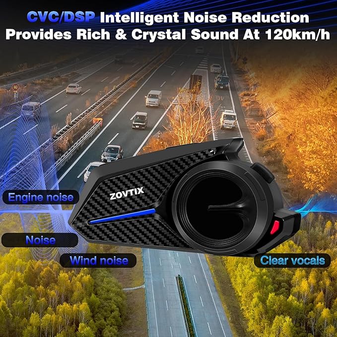 Motorcycle Helmet Headset, 8 Riders Intercom Headset Communication System Speakers with Music Sharing/HiFi Sound/3 EQ Music Modes/DSP&CVC Noise Cancellation/IP67/FM Radio/Wake up Siri (2 Pack)