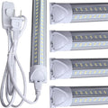 LED Shop Light Fixture, 4FT, 60W 7500LM, 6000K Cold White, 4 Foot T8 Integrated LED Tube Lights, Plug in Warehouse Garage Lighting, V Shape, Linkable with On/Off Switch (4PCS)
