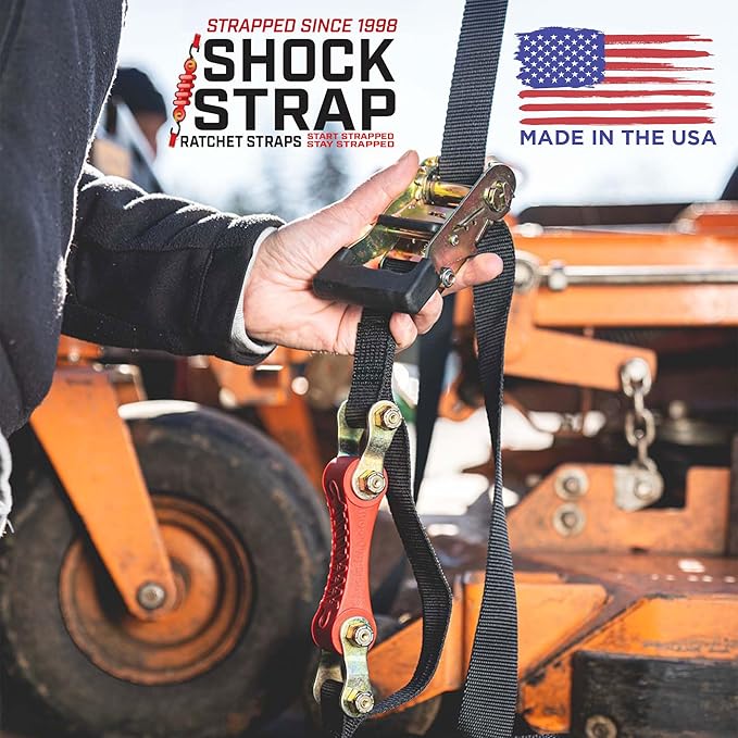 Ratchet Strap, 9’ x 2” Shock Absorbing Heavy Duty Tie downs for Cargo, 2,000 LB WLL / 6,000 LB Break Strength, 2-Pack