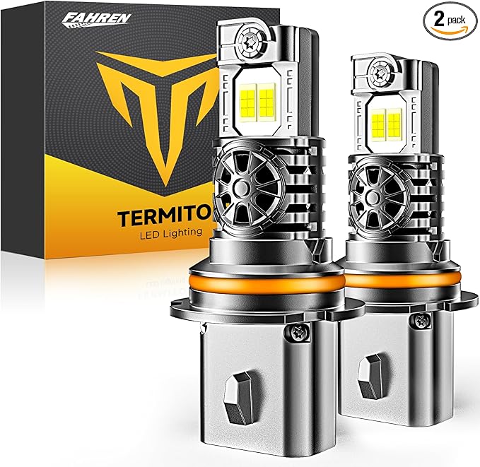 Upgraded 9007/HB5 Light Bulbs, 50,000LM 10X Ultra-Brighter, 6500K Cool White, 1:1 Halogen Size 9007 Fog Lights, Plug-N-Play, IP68 Waterproof, Pack of 2