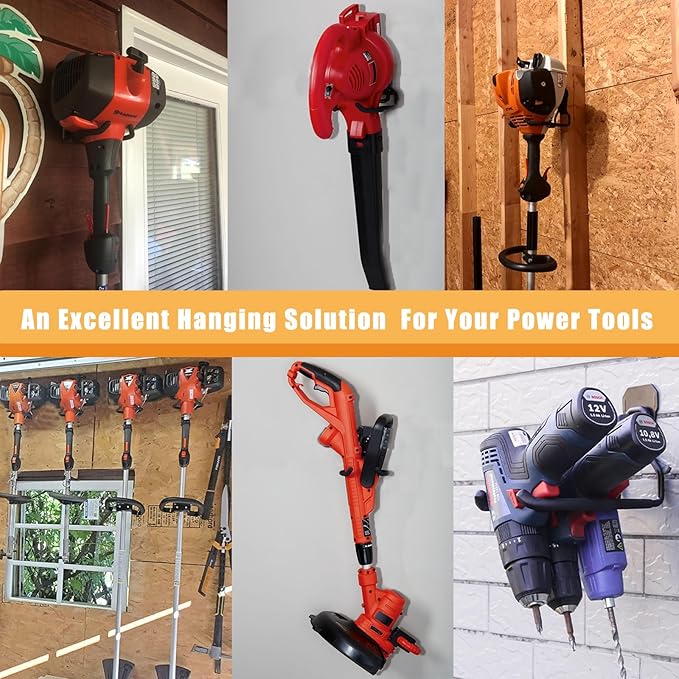 Garden Power Tool Hanger, Garage Wall Hooks, Weedeater Rack, String Trimmer Hanger, Utility Hooks for Garage Tool Organizers and Storage - Black-1 Pcs