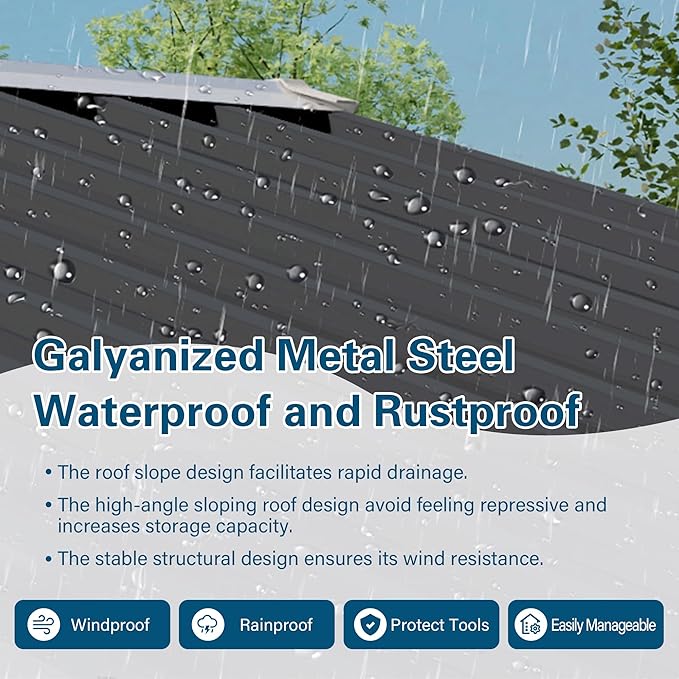 ARMSET 5x3 FT Metal Outdoor Storage Shed for Patio & Balcony - Waterproof Small Shed for Garden Storage, Lockable Vertical Tool Shed Cabinet for Backyard, Bike Parts & Everyday Sundries