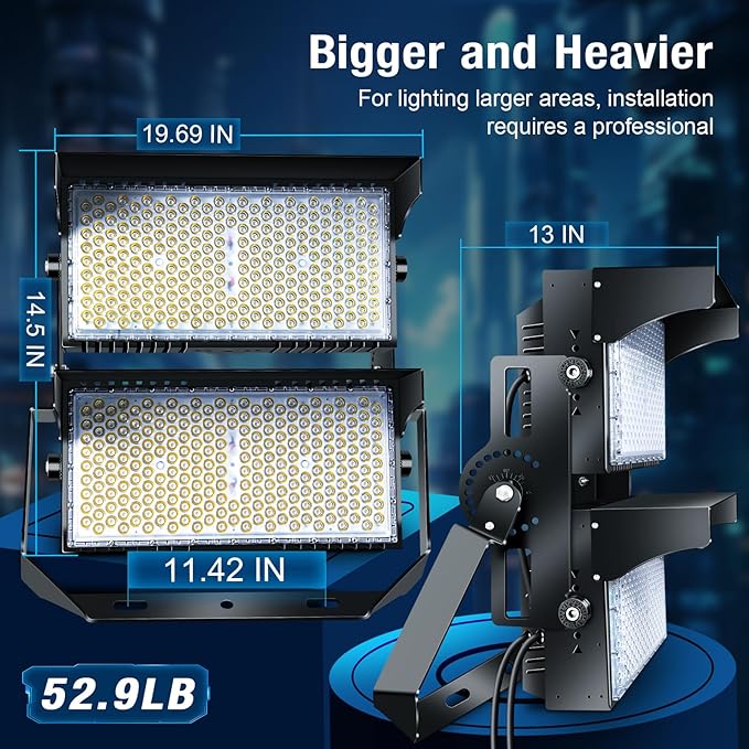 900W Led Stadium Lights, IP66 High Power Outdoor Sport Court Arena Light Pro-Grade High Mast Lighting with Dimmable 10KV Surge Protection Commercial and Industry for Large Area Lighting