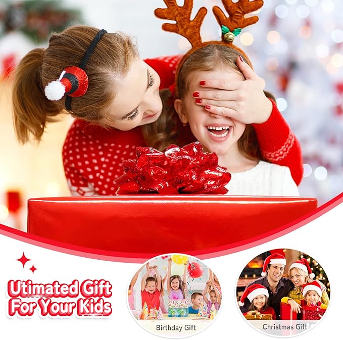 JOYMOR Ride on Truck with Remote Control, 4 Wheels 12V Battery Powered Kids Car, with LED Headlight/Horn Button/ MP3 Player/USB Port/Forward Backward/Kids Girl Boy (red)