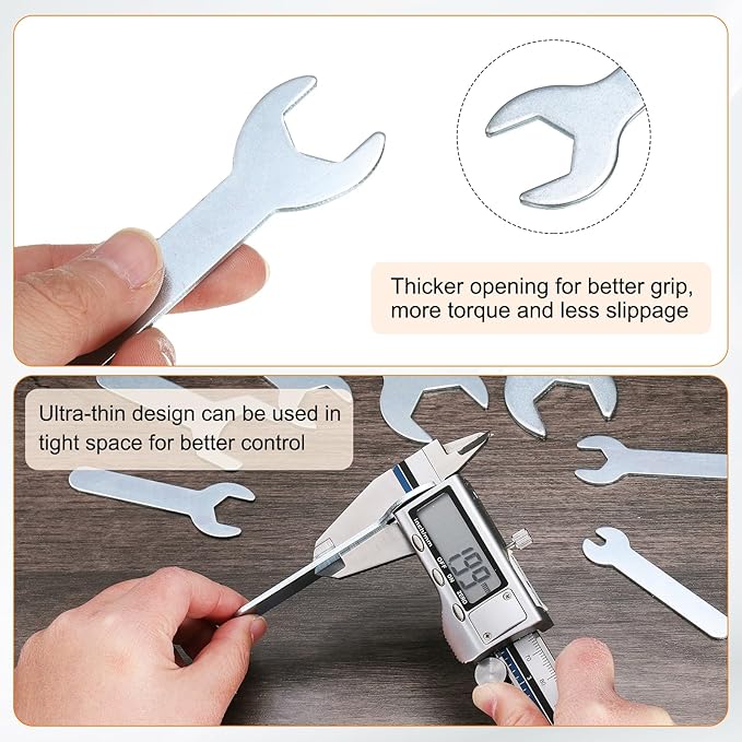 HARFINGTON 10pcs Small Wrench Open End Wrench 22x126x2.8mm Metric U-Shaped Single Open Ended Spanner Super Thin Small Flat Head Galvanizing Wrench for Automotive Repair Furniture Assembly
