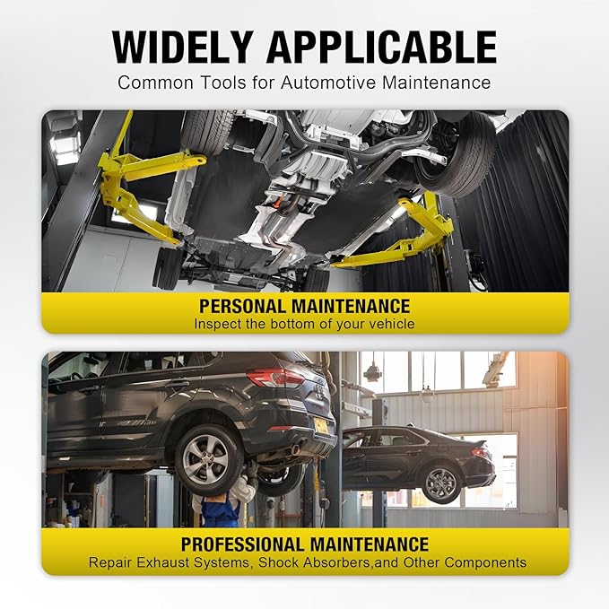YELLOW JACKET Underhoist Support Stand 3/4 Ton Capacity Lifting from 52.8" to 76", 12 Inch Diameter Base, Bearing Mounted Spin Handle, Contoured Saddle Supports Vehicle Components, Self-Locking Screw