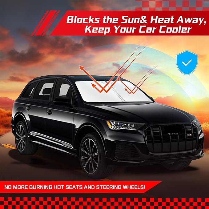 ARISMOTOR Windshield Sun Shade for Audi Q7 2016-2025, Custom Fit Foldable Front Window Sunshade Sun Visor Protector, Block UV Rays Keep Your Car Cooler