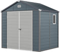 YITAHOME 8x6.2FT Outdoor Storage Shed w/o Floor, All-Weather Plastic Shed with Lockable Doors, Window & Vents, Plastic Tool Shed for Backyard, Patio, Poolside, Lawn, Gray