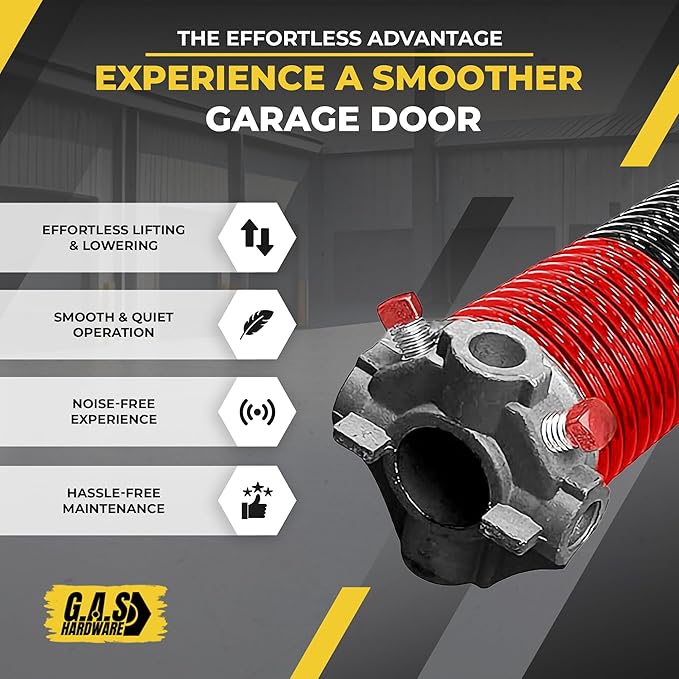 Garage Door Torsion Spring 225x1.75x29 Includes 1” Steel Bearing, Non-Slip Gloves, and Winding Bars for Left Side of Garage Door Precision E-Coating 5-Year Warranty Min. 30,000 Cycles (Red Cone)