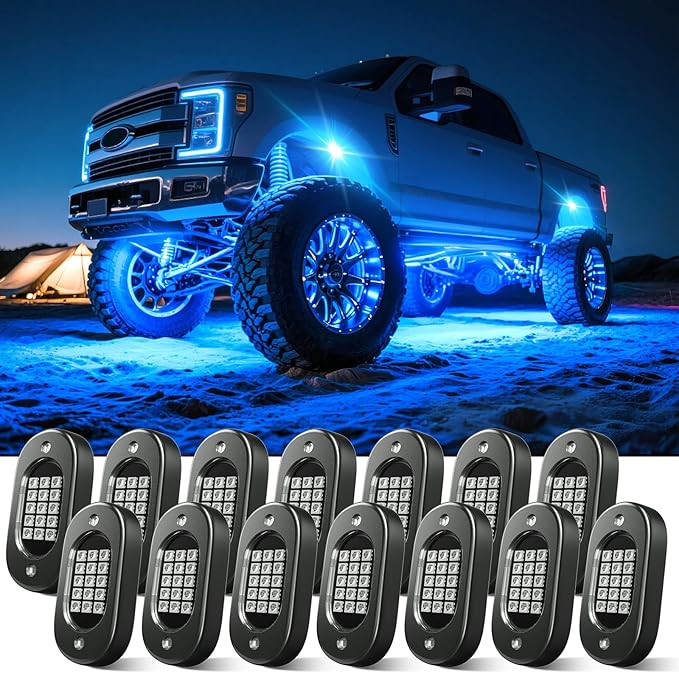 Honalia Rock Lights for Trucks 14 pods, RGB Truck Rock Lights with Music Mode, Neon Light Kits for UTV ATV Golf Cart RZR