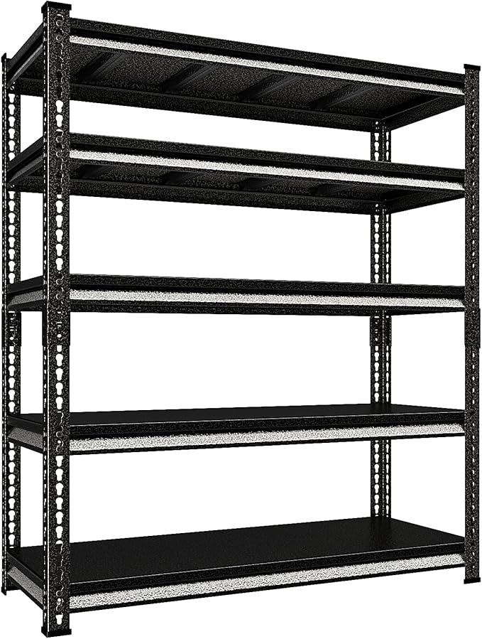 48" W Garage Shelving Heavy Duty，3000LBS Loads Adjustable Garage Storage Shelves, 5-Tier Metal Shelving Units and Storage Racks Heavy Duty, 48”W x 24”D x 78”H，Silver