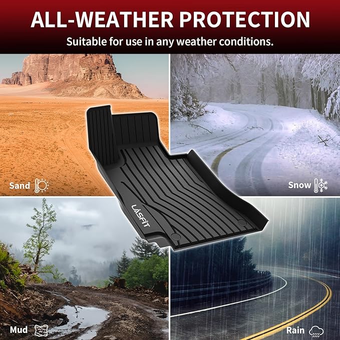 LASFIT Floor Mats for Mercedes Benz E Class 2017-2023 Fit Sedan & Wagon Only, E300 / E350 / E400 / E43 AMG / E450 / E53 AMG / E550 / E63 AMG S, All Weather TPE Floor Liners for E Class, 1st & 2nd Row