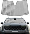 Windshield Sun Shade for Kia Carnival 2021-2025,Front Window Sunshade Shield, 2-in-1 Reflective Sun Shade,Silver for Summer, Black for Winter