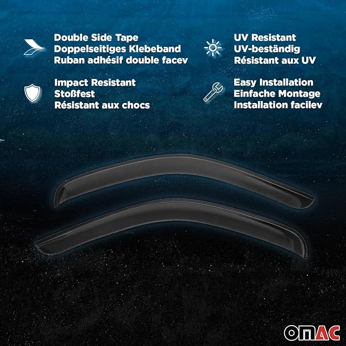 OMAC Window Visor Vent Rain Guard Deflector for Hyundai Tucson 2010-2015 Smoke 4 Pcs