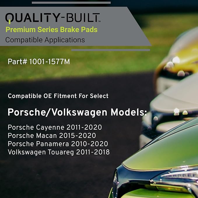 Premium Semi-Metallic Front Brake Pads (1001-1577M) Compatible with Porsche Cayenne 2011-2020, Porsche Macan 2015-2020, Porsche Panamera 2010-2020, Volkswagen Touareg 2011-2018