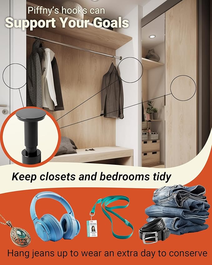 Screw Mount Round Hooks Constructed of Stainless Steel for Towels, Robes, Hats, Jackets in The Bathroom, Bedroom, Kitchen, Entry, and Backyard BBQ Pool Deck - Smooth Black, 6 Pack