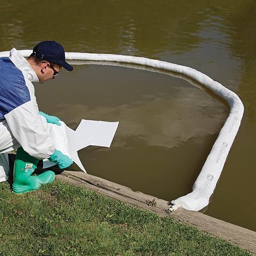 PIG Oil Boom - Oil-Only Absorbent Boom - 4 Pack - 5" x 10' Boom - Absorbs up to 6 gallons per Boom - BOM405