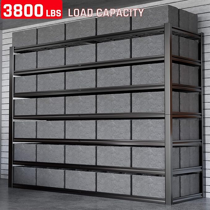 65" W Garage Shelving Heavy Duty, 7 Tier Garage Shelves, 65" W x 96" H x 24" D Adjustable Storage Shelving Unit, Commercial Metal Shelves for Warehouse, Basement,2 Pack