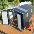 10x12 Metal Shed with Floor Frame Kit & Reinforced Construction - Translucent Roof Panels for Natural Light, Lockable Doors, Vents and Windows | Weatherproof Outdoor Storage for Garden/Backyard/Patio