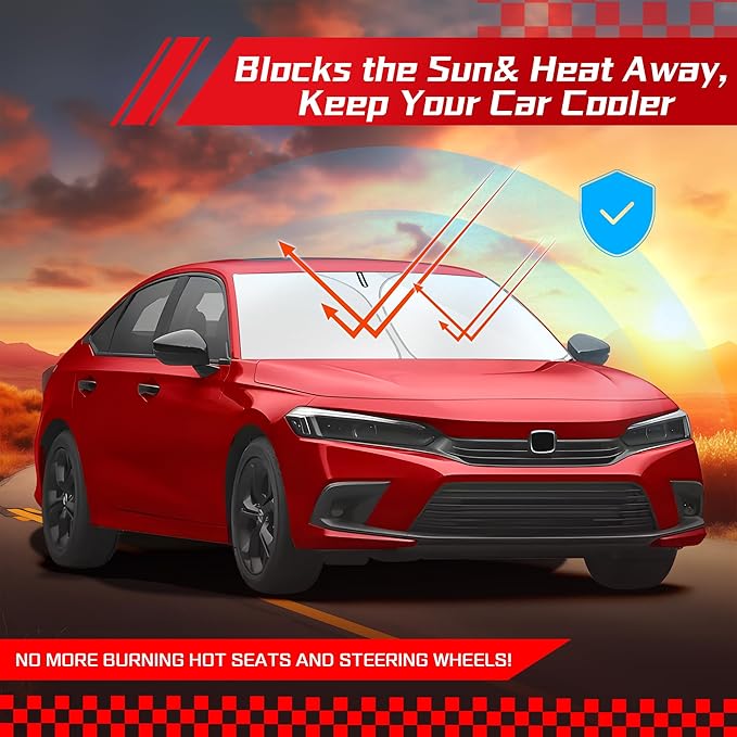 ARISMOTOR Windshield Sun Shade for Honda Civic 11th Gen 2022-2025, Custom Fit Foldable Front Window Sunshade Sun Visor Protector, Block UV Rays Keep Your Car Cooler