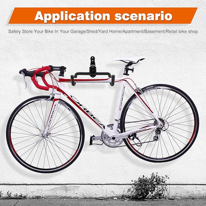 2PACK Bike Rack Garage Bike Wall Mount Bicycle Wall Hanger Bike Hook Bike Storage Rack for Indoor Storage Bike Horizontal Hanger Bicycle Wall Mount Bicycle Wall Rack