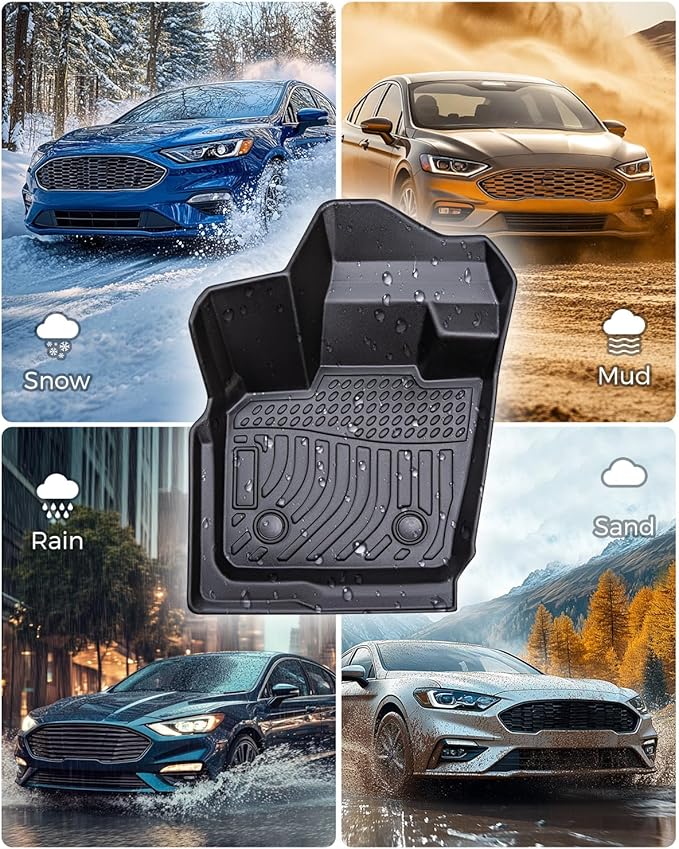 Car Floor Mats for Ford Fusion with Cargo Liner 2020 2019 2018 2017 (Not Hybrid), Trunk Cargo Mat Custom Fit for Fusion Accessories 2017-2020 Full Set 4-Piece Black