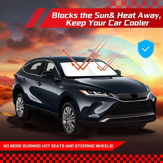 ARISMOTOR Windshield Sun Shade for Toyota Venza 2021-2024, Custom Fit Foldable Front Window Sunshade Sun Visor Protector, Block UV Rays Keep Your Car Cooler
